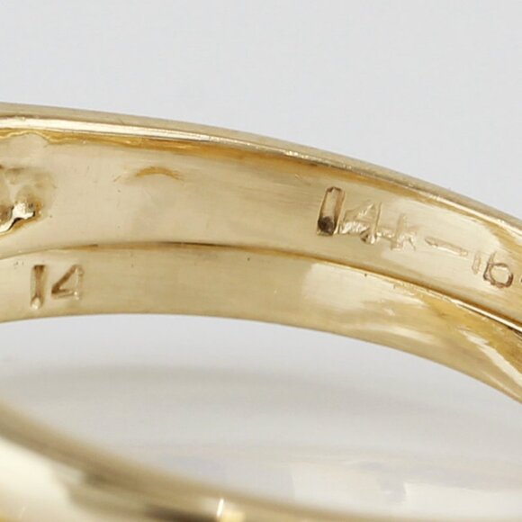 14k Yellow Gold Solitaire Diamond Heart Bridal Wedding Band Engagement Ring Set - Picture 6 of 9